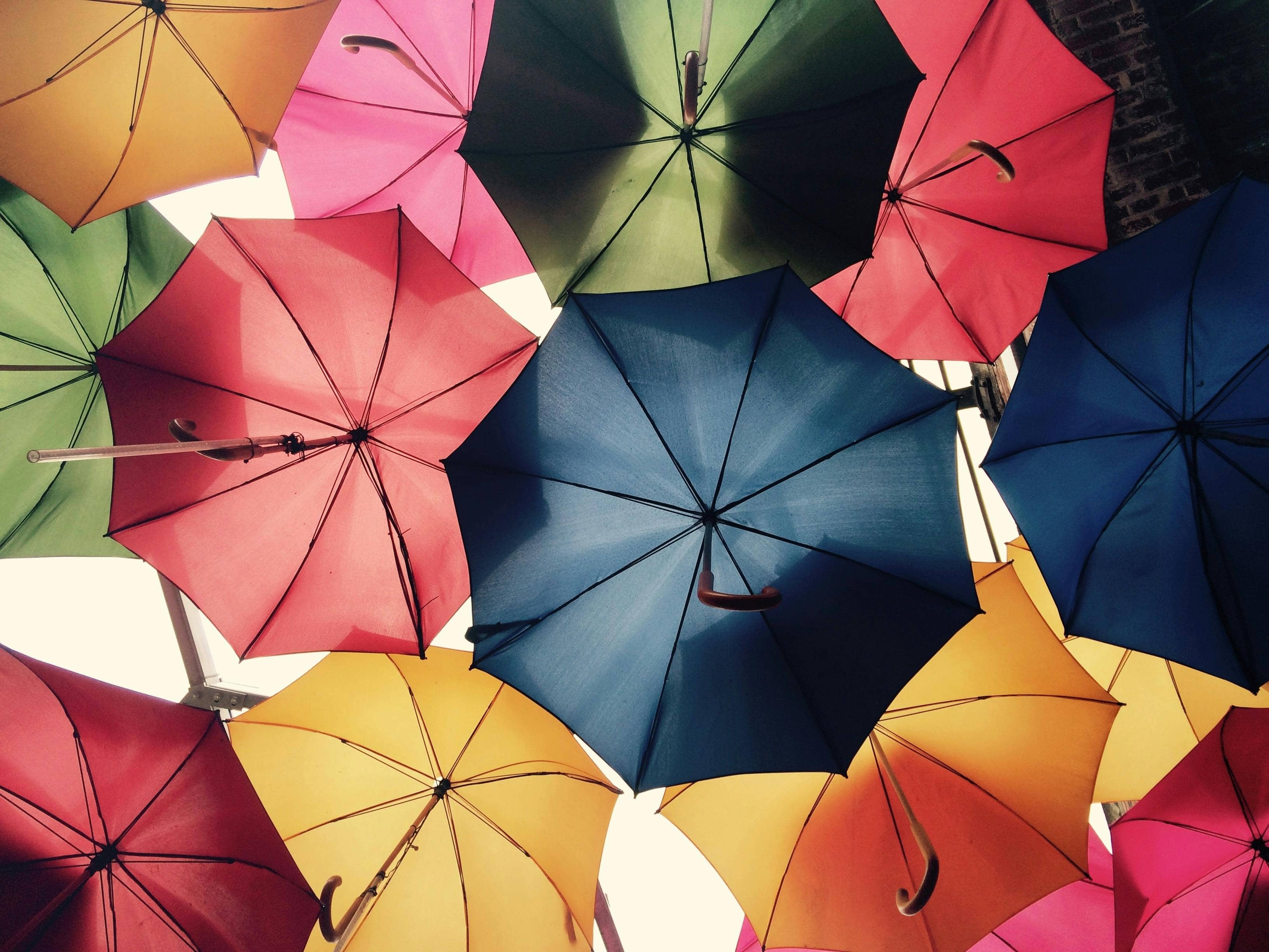 Colorful umbrellas to represent setting healthy boundaries